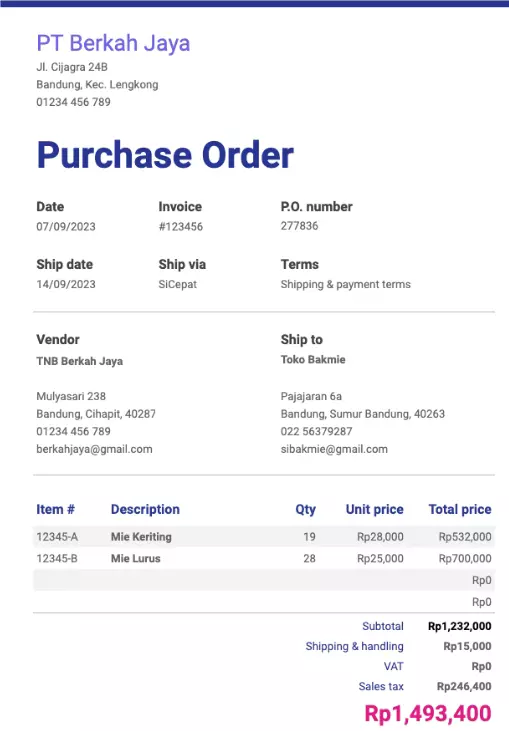 contoh purchase order